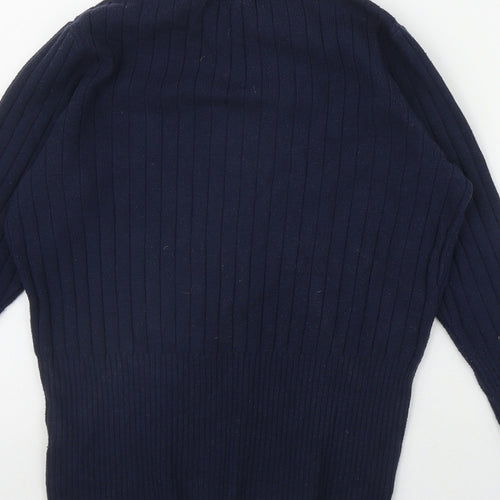Marks and Spencer Womens Blue Mock Neck  Viscose Pullover Jumper Size 14