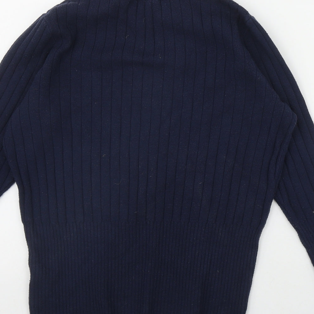Marks and Spencer Womens Blue Mock Neck  Viscose Pullover Jumper Size 14