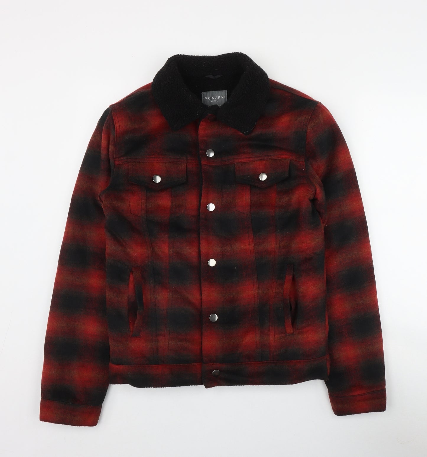 Primark Mens Red Plaid  Jacket  Size S  Snap