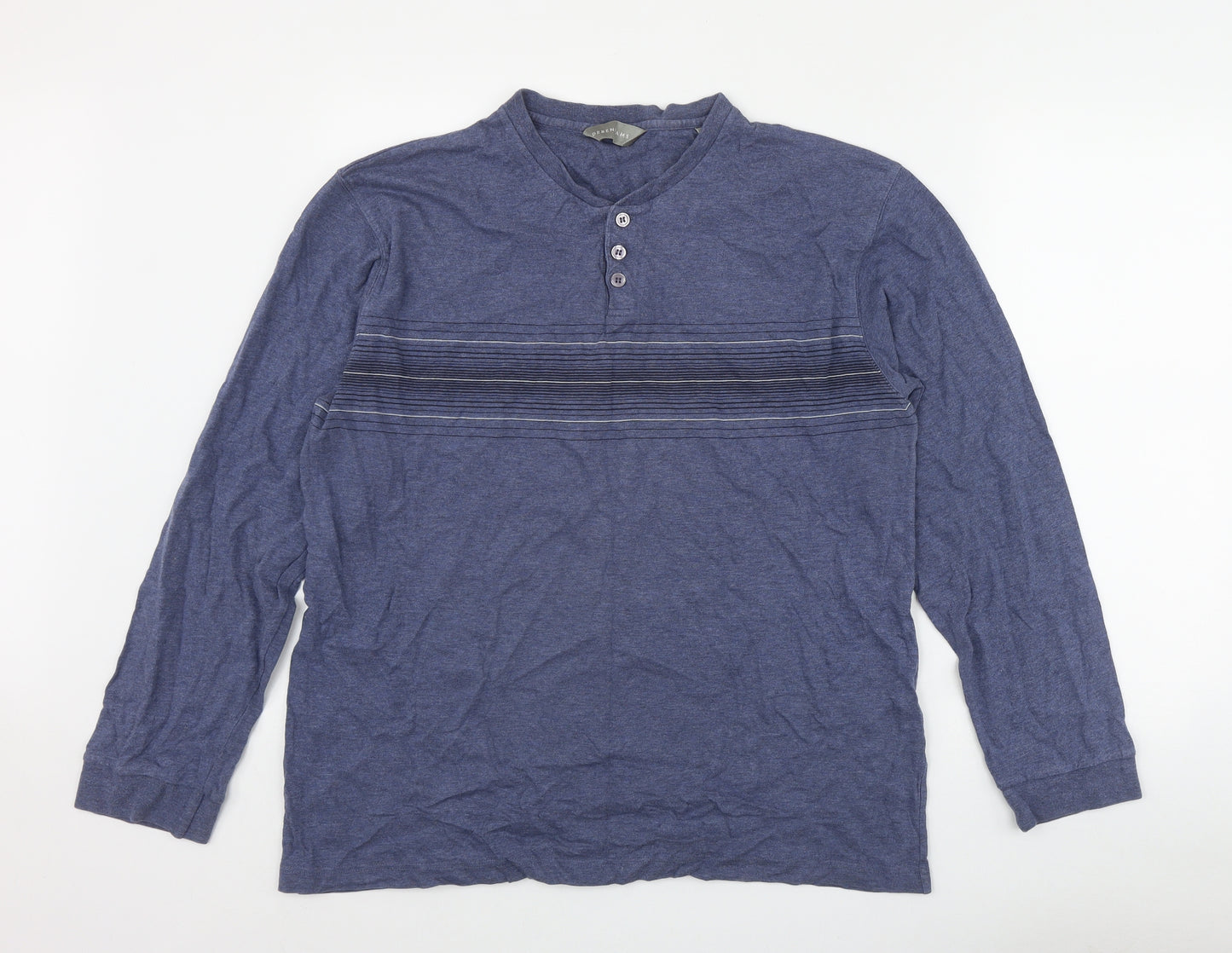 Debenhams Mens Blue  Cotton  T-Shirt Size L V-Neck