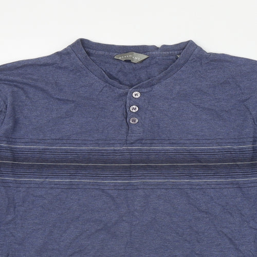 Debenhams Mens Blue  Cotton  T-Shirt Size L V-Neck