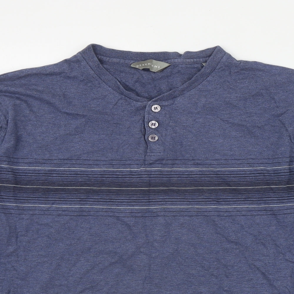 Debenhams Mens Blue  Cotton  T-Shirt Size L V-Neck