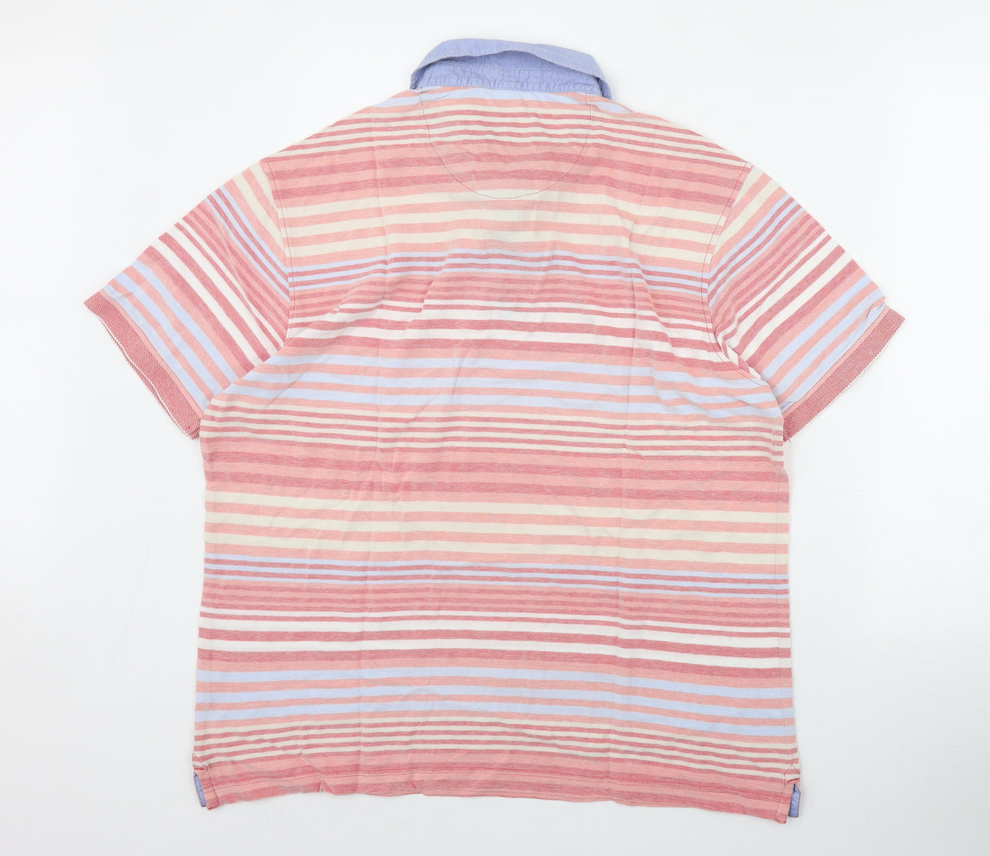 Marks and Spencer Mens Multicoloured Striped Cotton  Polo Size L Collared Button