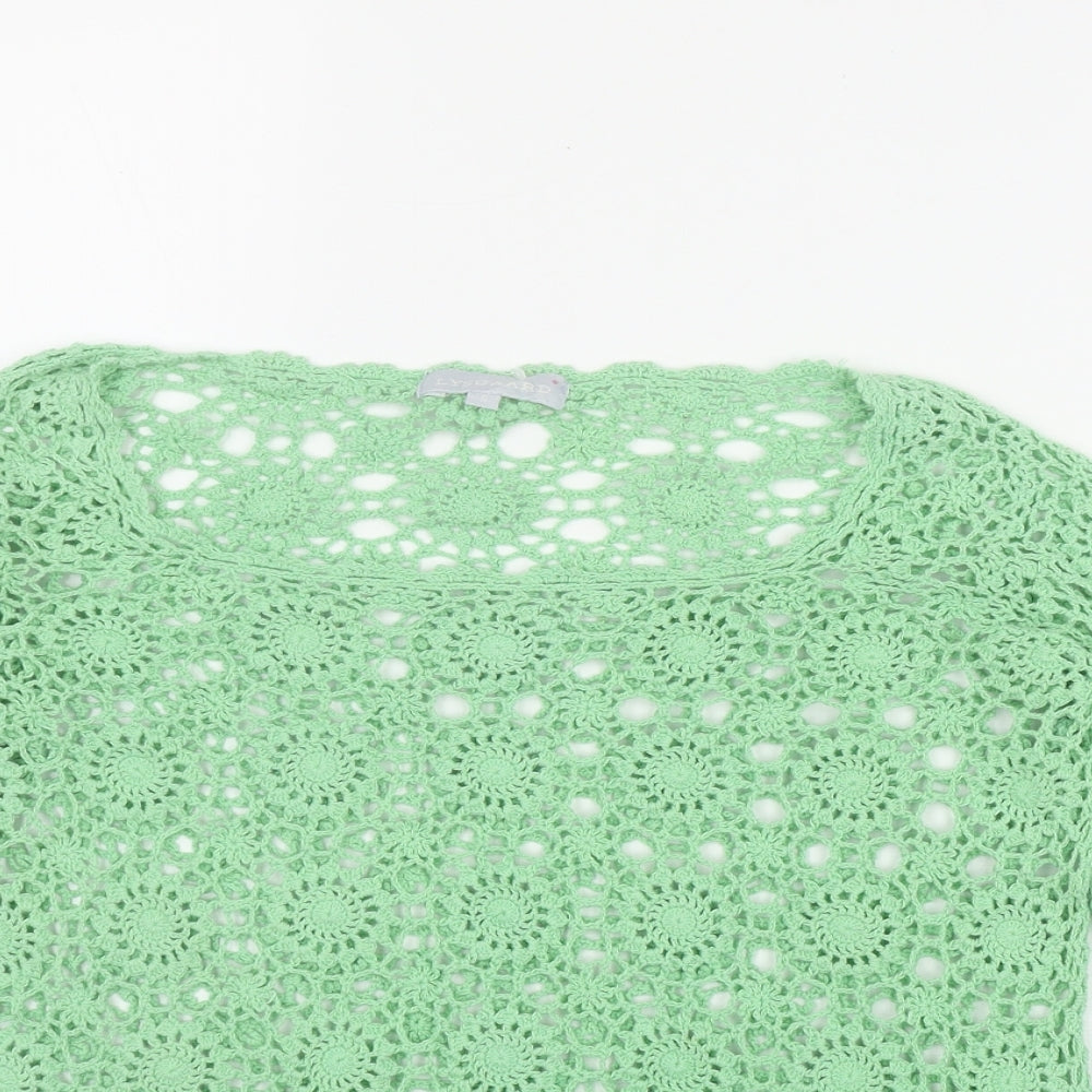 Lysgaard Womens Green Square Neck  Cotton Pullover Jumper Size S