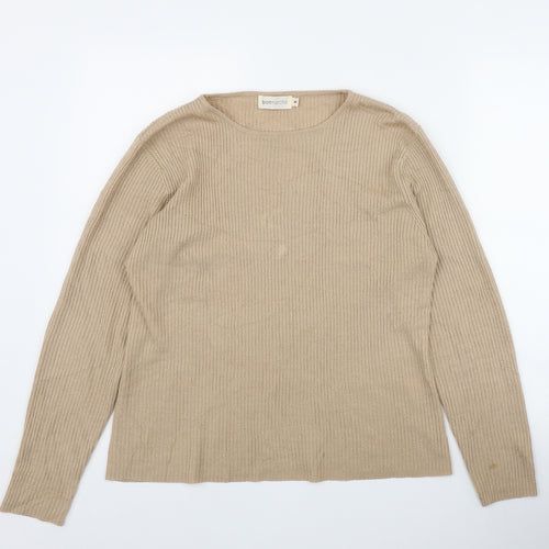 Bonmarché Womens Beige Round Neck  Acrylic Pullover Jumper Size M