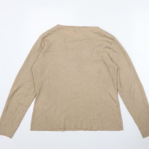 Bonmarché Womens Beige Round Neck  Acrylic Pullover Jumper Size M