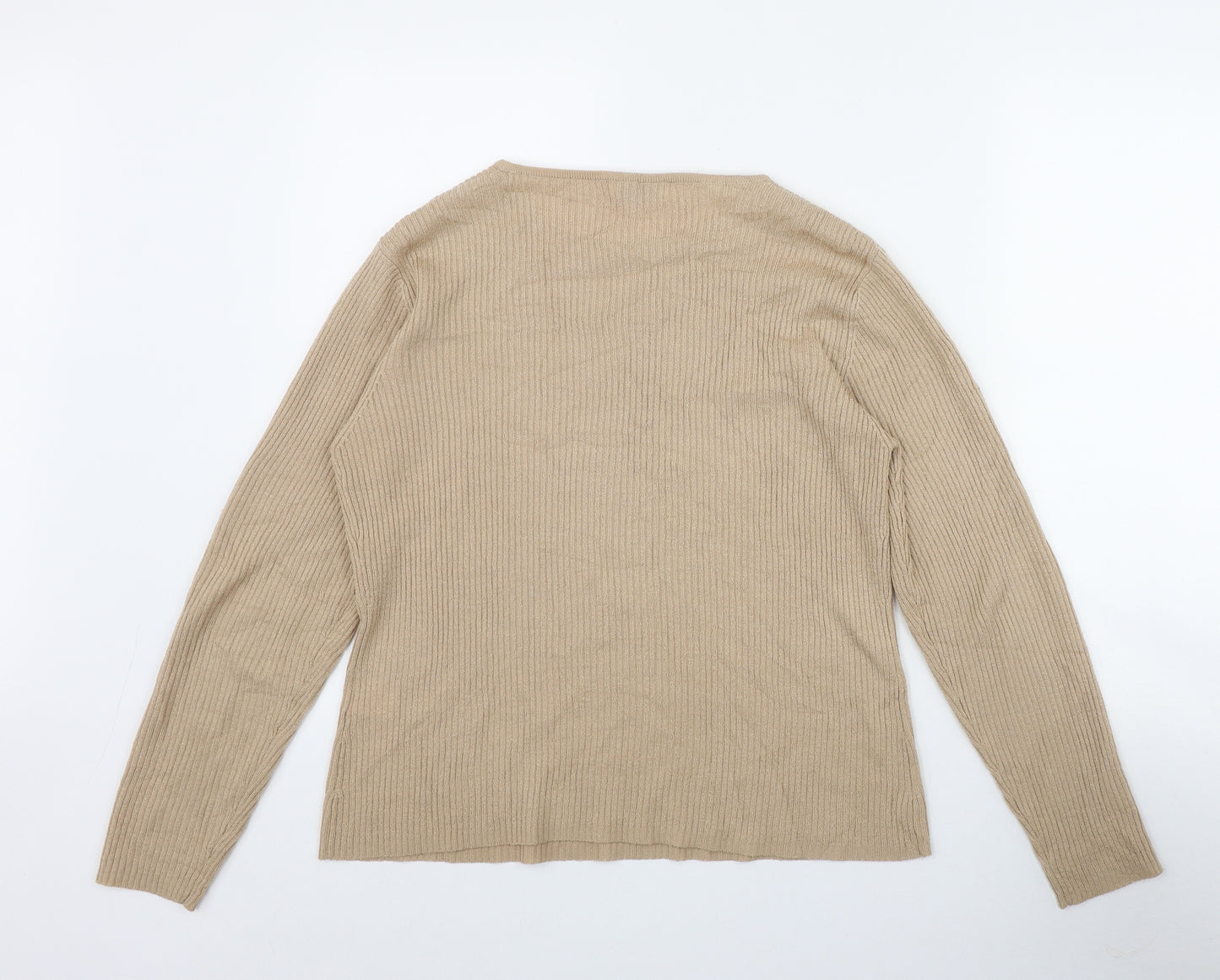 Bonmarché Womens Beige Round Neck  Acrylic Pullover Jumper Size M