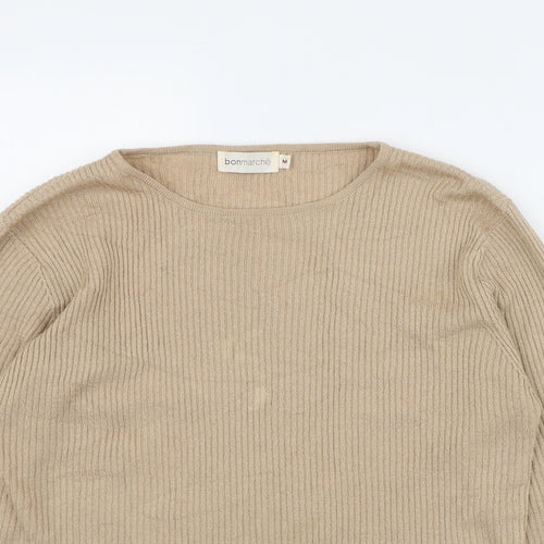 Bonmarché Womens Beige Round Neck  Acrylic Pullover Jumper Size M