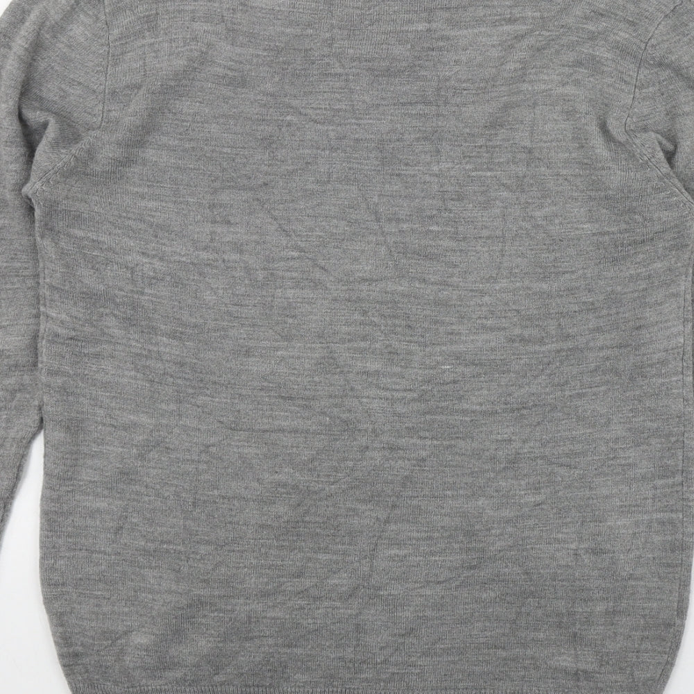 Cedar Wood State Mens Grey V-Neck  Acrylic Pullover Jumper Size S