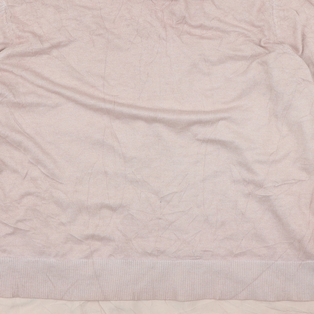 Indigo Womens Pink Round Neck  Cotton Pullover Jumper Size 18