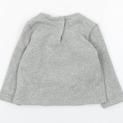 Gap Baby Grey  Cotton Pullover Jumper Size 6-9 Months  Button - Polar Bear