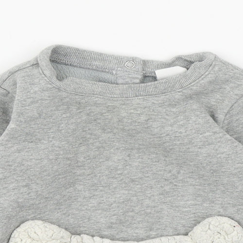 Gap Baby Grey  Cotton Pullover Jumper Size 6-9 Months  Button - Polar Bear