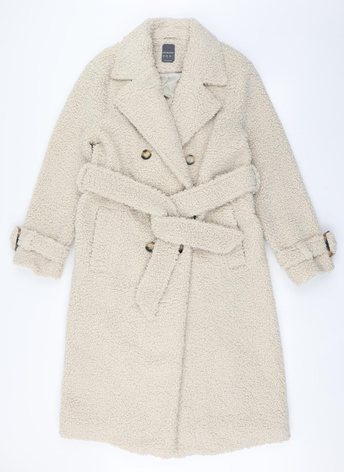 Primark Womens Ivory   Overcoat Coat Size 12  Button