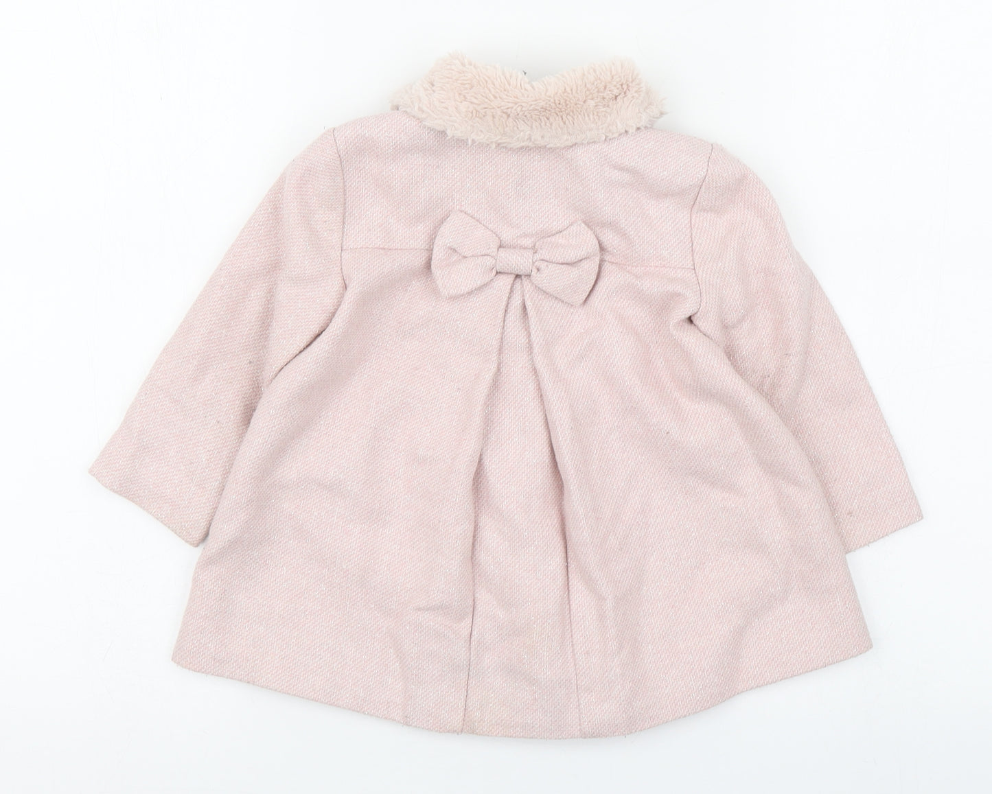 F&F Girls Pink   Overcoat Coat Size 9-12 Months   Button
