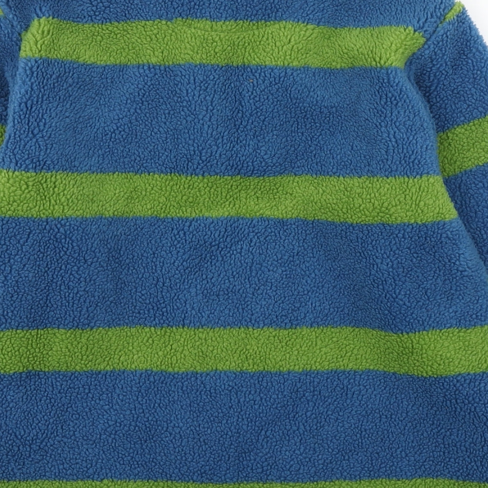 Indigo Boys Blue High Neck Striped Polyester Pullover Jumper Size 9-10 Years  Zip