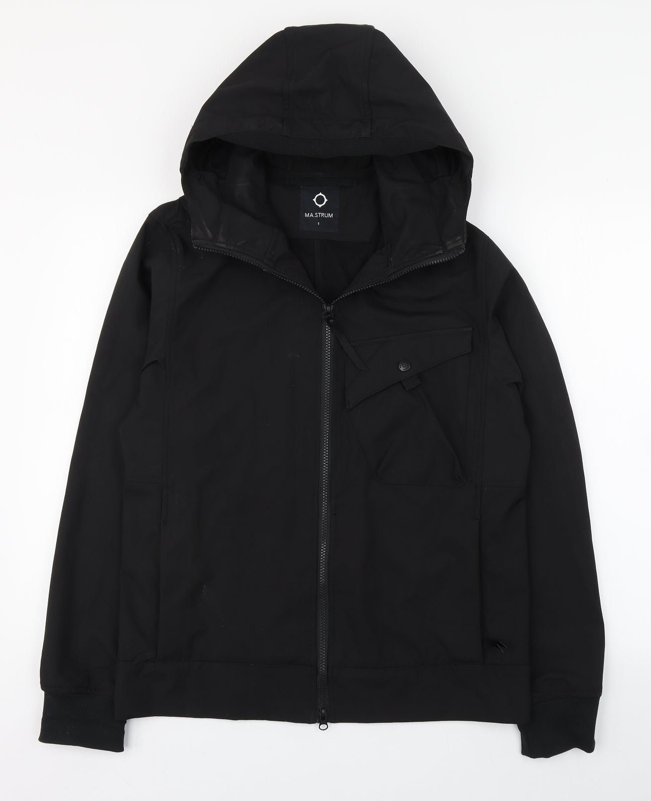 MA.STRUM Mens Black   Windbreaker Coat Size S  Zip