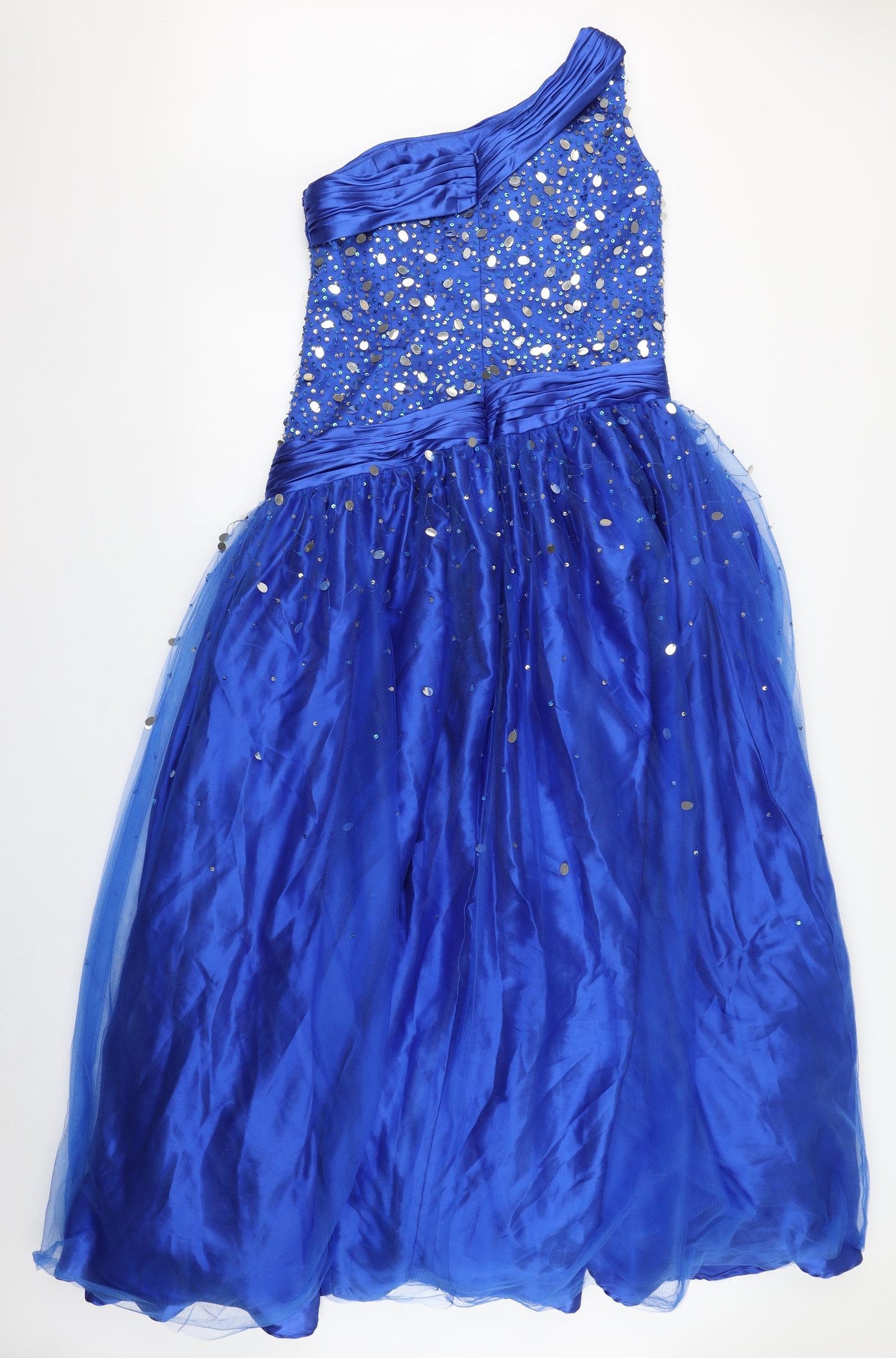 Ruby Prom Womens Blue  Polyester Ball Gown  Size 16  One Shoulder Zip