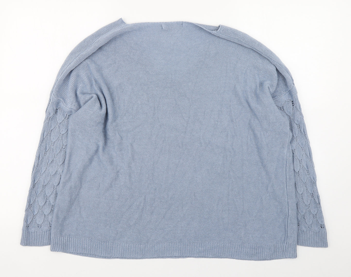 Vanessa Alexandra Womens Blue V-Neck  Acrylic Pullover Jumper Size XL