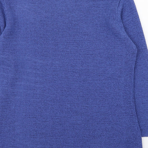 Bm collection Womens Blue Scoop Neck  Acrylic Pullover Jumper Size S