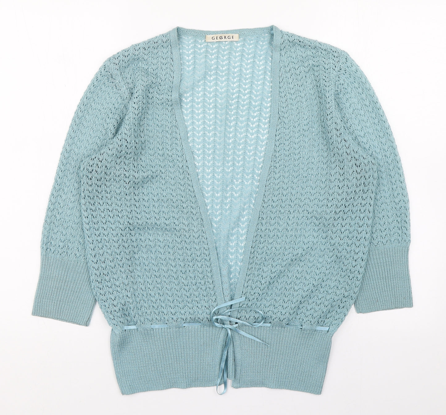 George Womens Blue V-Neck  Acrylic Cardigan Jumper Size 18