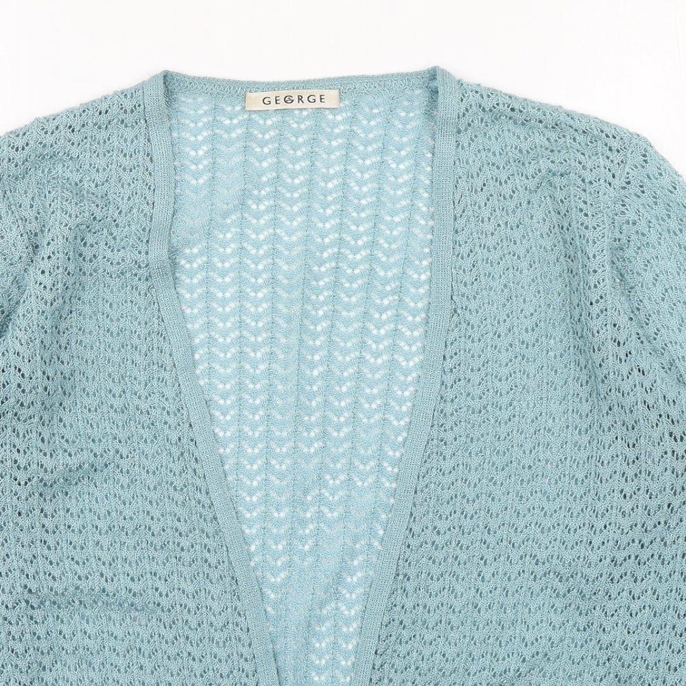 George Womens Blue V-Neck  Acrylic Cardigan Jumper Size 18