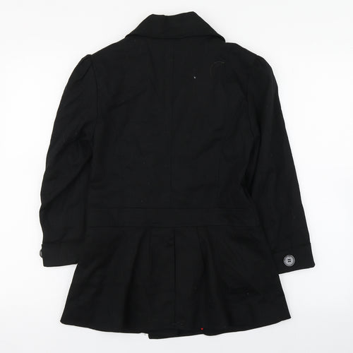 Primark Womens Black   Military Jacket Coat Size 10  Button
