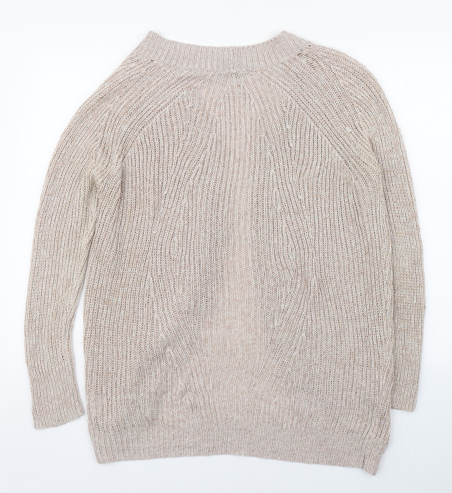 Select Womens Beige V-Neck  Polyester Cardigan Jumper Size S