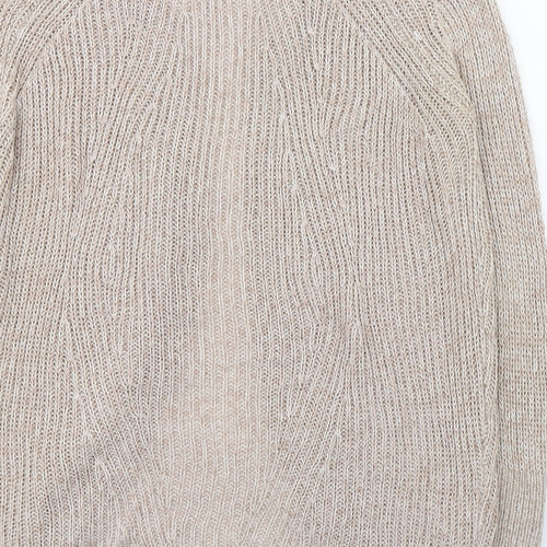 Select Womens Beige V-Neck  Polyester Cardigan Jumper Size S