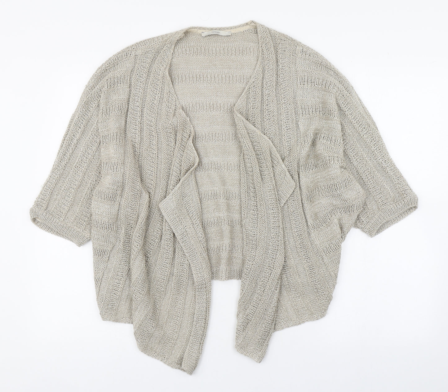 George Womens Beige V-Neck  Acrylic Cardigan Jumper Size 14