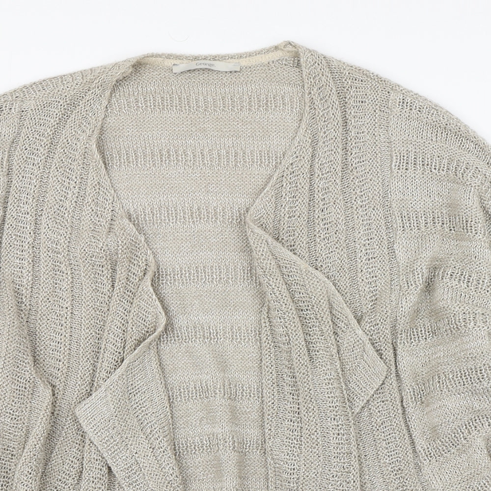 George Womens Beige V-Neck  Acrylic Cardigan Jumper Size 14