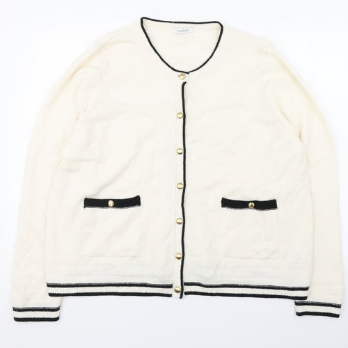 Marks and Spencer Womens Ivory Round Neck  Acrylic Cardigan Jumper Size 22