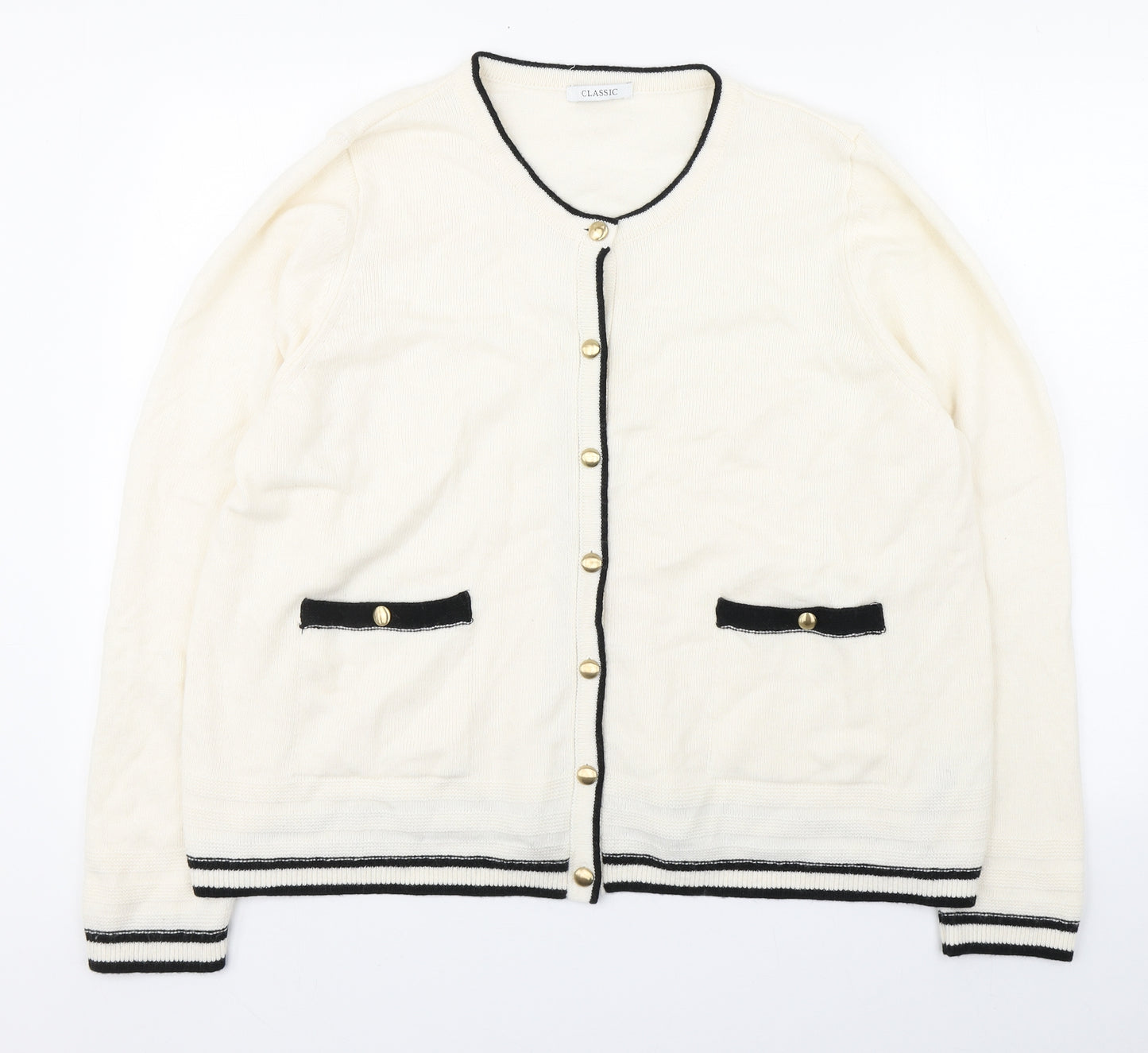 Marks and Spencer Womens Ivory Round Neck  Acrylic Cardigan Jumper Size 22