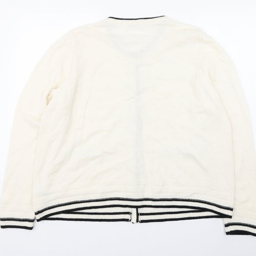 Marks and Spencer Womens Ivory Round Neck  Acrylic Cardigan Jumper Size 22