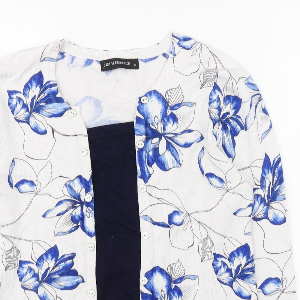 Just Elegance Womens Multicoloured Floral Viscose Basic Blouse Size M Square Neck