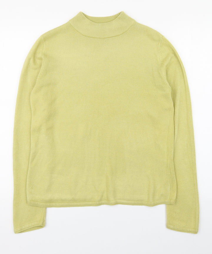 BM Womens Green High Neck Acrylic Pullover Jumper Size S
