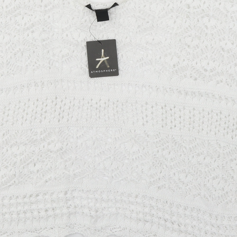 Atmosphere Womens White V-Neck  Cotton Cardigan Jumper Size 14
