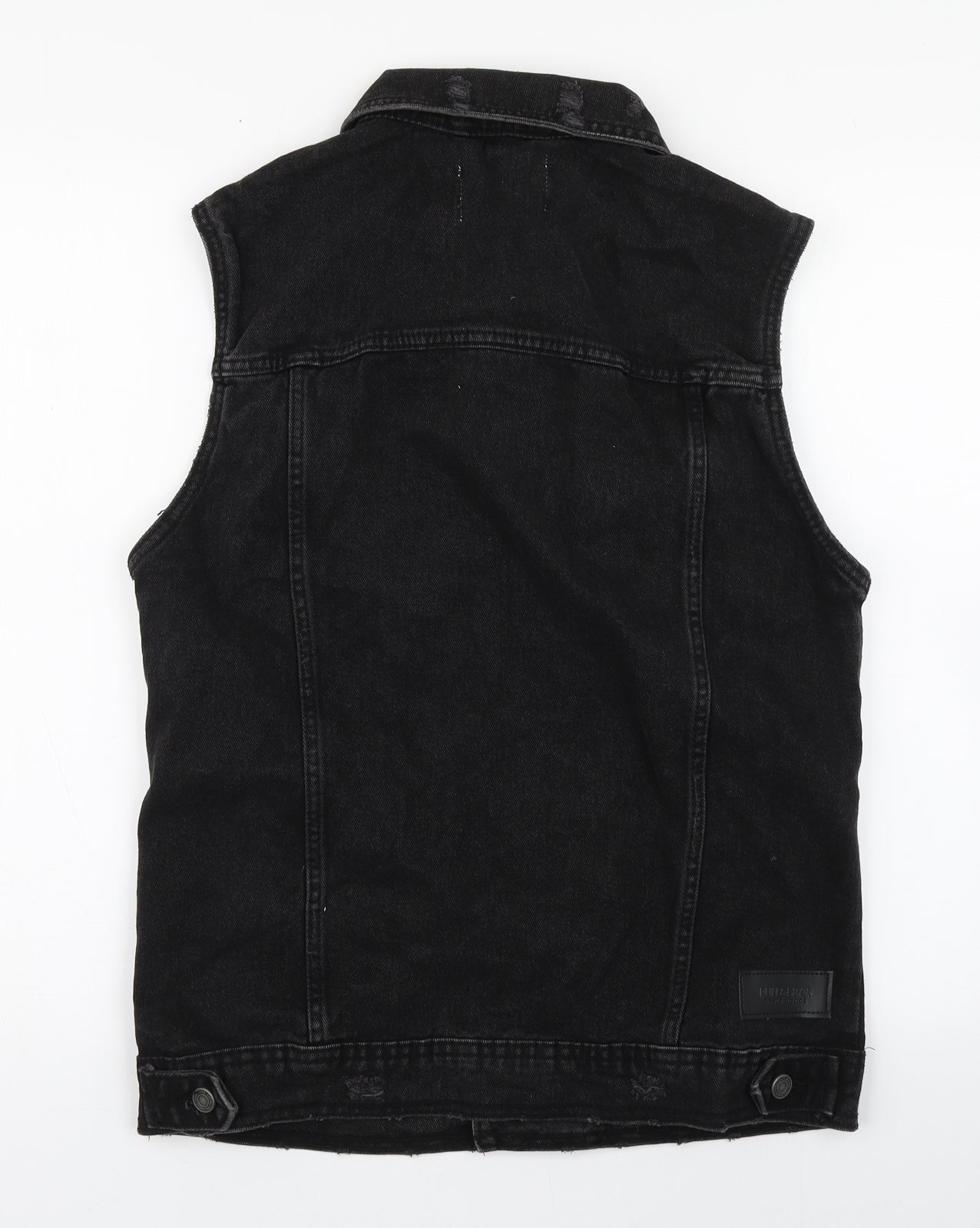 Pull & Bear Mens Black   Gilet Jacket Size M  Button - Distressed