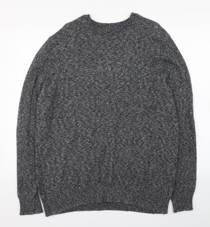 Croft & Barrow Mens Grey Round Neck Cotton Pullover Jumper Size L