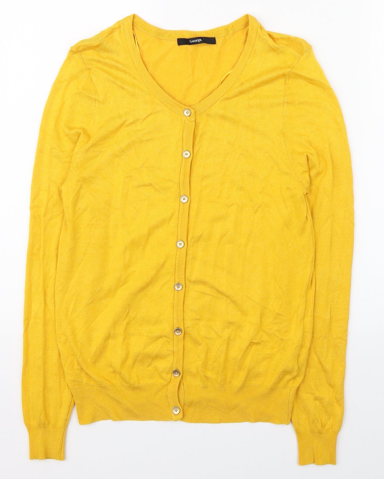 George Womens Yellow Round Neck  Viscose Cardigan Jumper Size 10