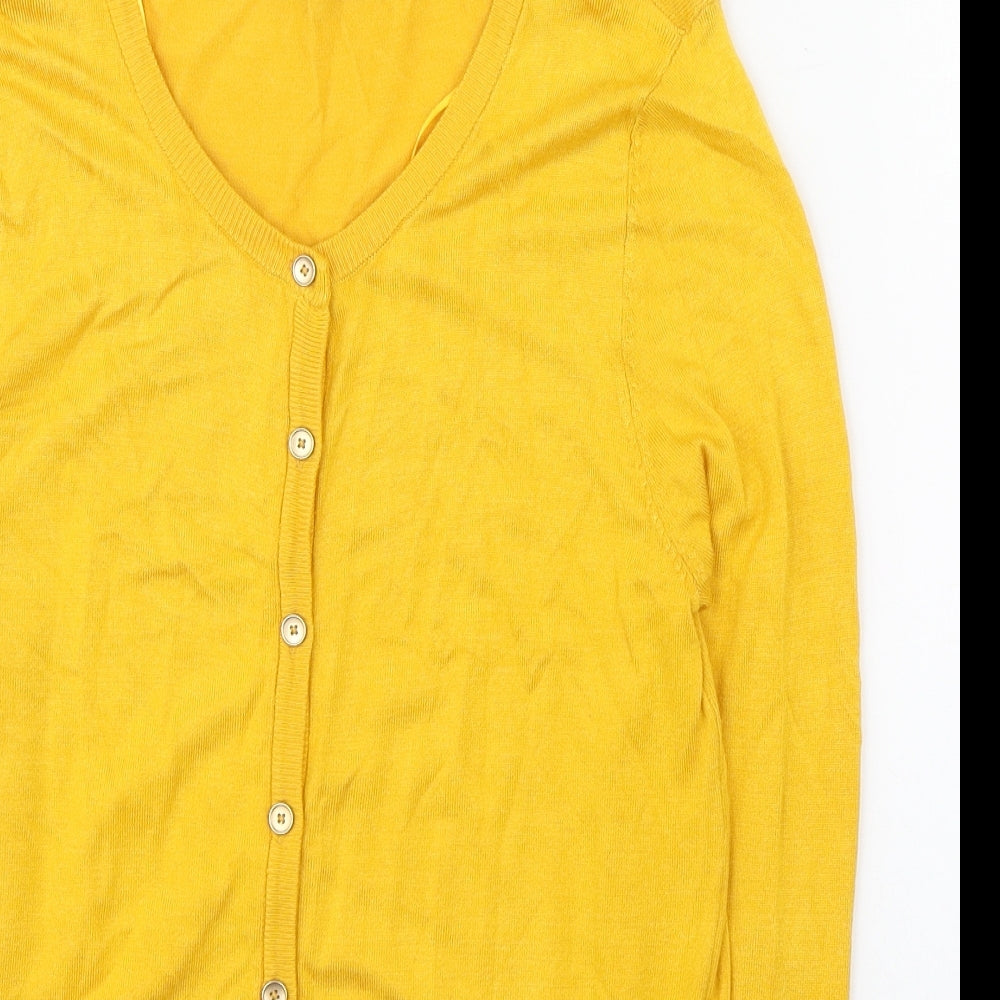 George Womens Yellow Round Neck  Viscose Cardigan Jumper Size 10