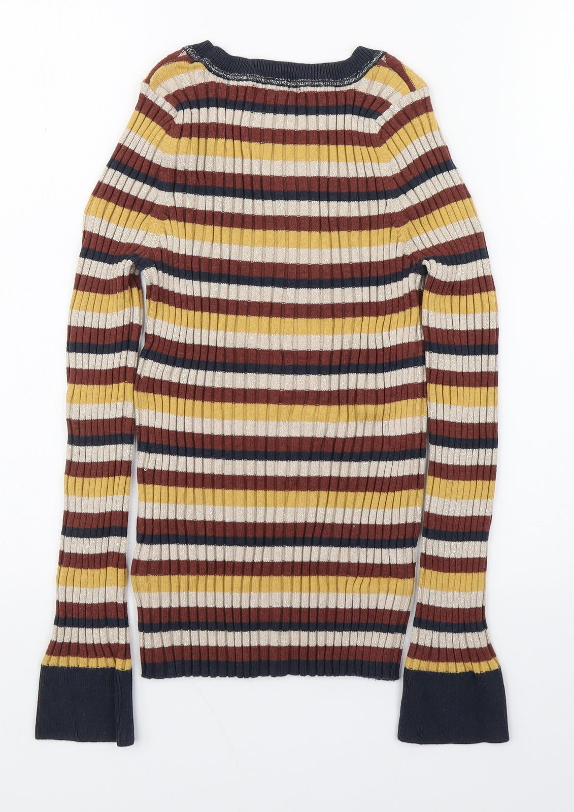 NEXT Womens Multicoloured Round Neck Striped Nylon Pullover Jumper Size 10