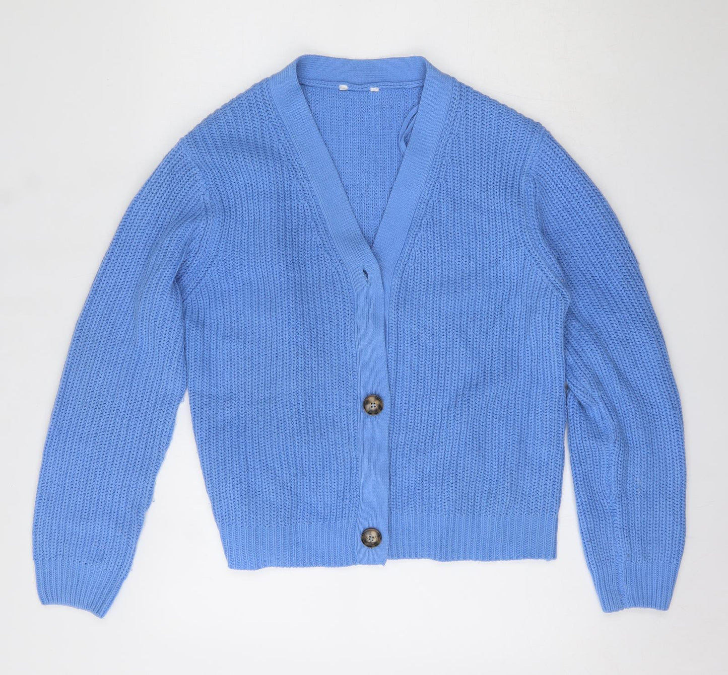 Pep and Co Womens Blue V-Neck  Acrylic Cardigan Jumper Size 14