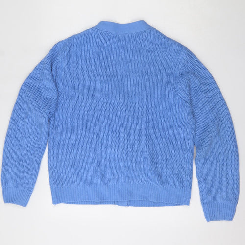Pep and Co Womens Blue V-Neck  Acrylic Cardigan Jumper Size 14