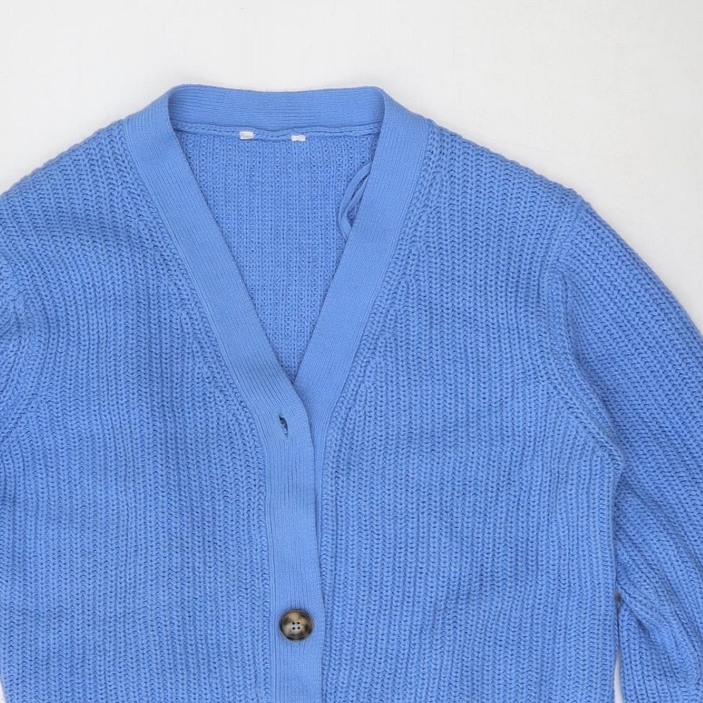 Pep and Co Womens Blue V-Neck  Acrylic Cardigan Jumper Size 14