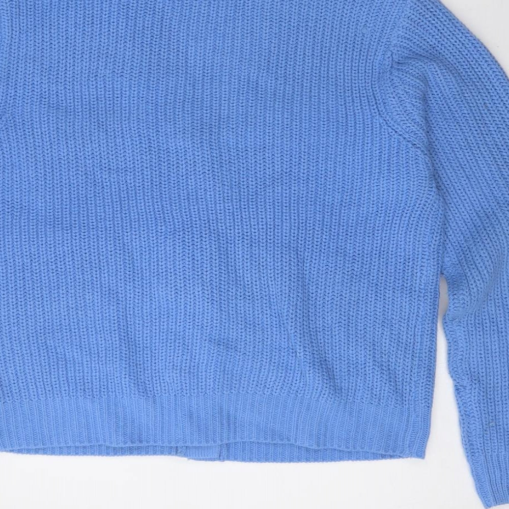 Pep and Co Womens Blue V-Neck  Acrylic Cardigan Jumper Size 14