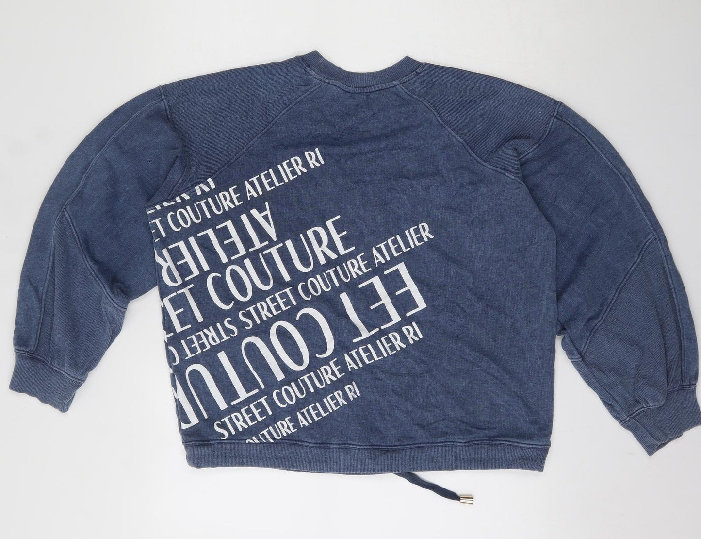 River Island Womens Blue  Cotton Pullover Sweatshirt Size 2   - Street Couture