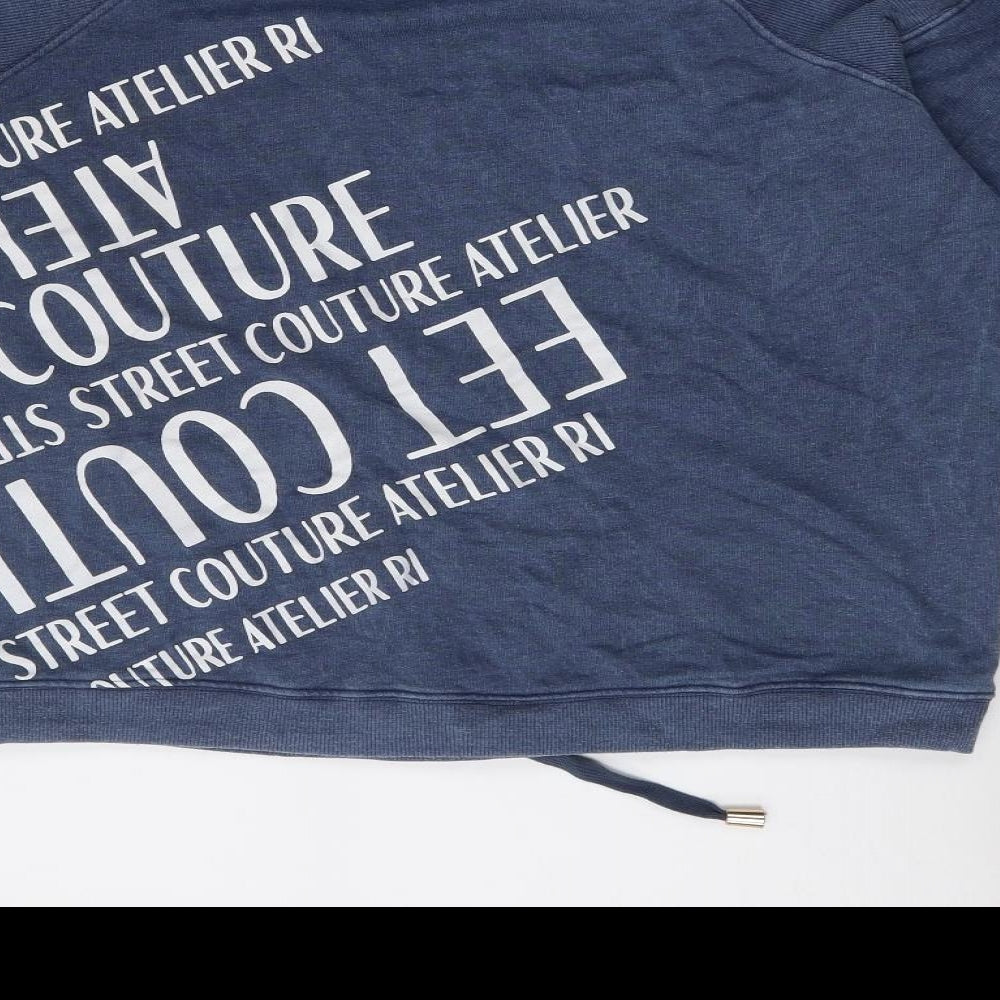River Island Womens Blue  Cotton Pullover Sweatshirt Size 2   - Street Couture