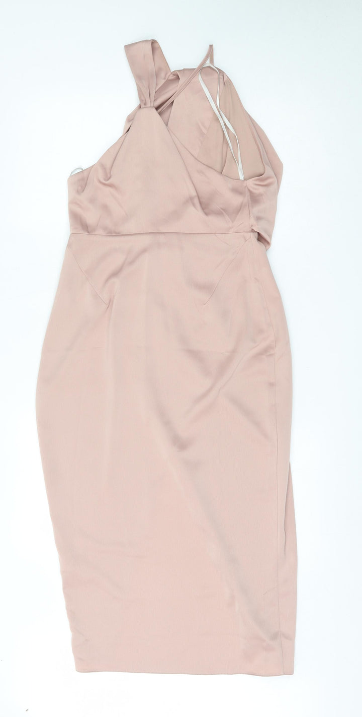 ASOS Womens Pink  Polyester Shift  Size 10  Cowl Neck Zip