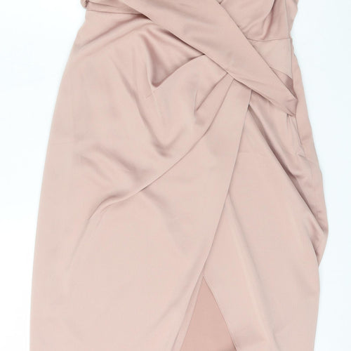 ASOS Womens Pink  Polyester Shift  Size 10  Cowl Neck Zip