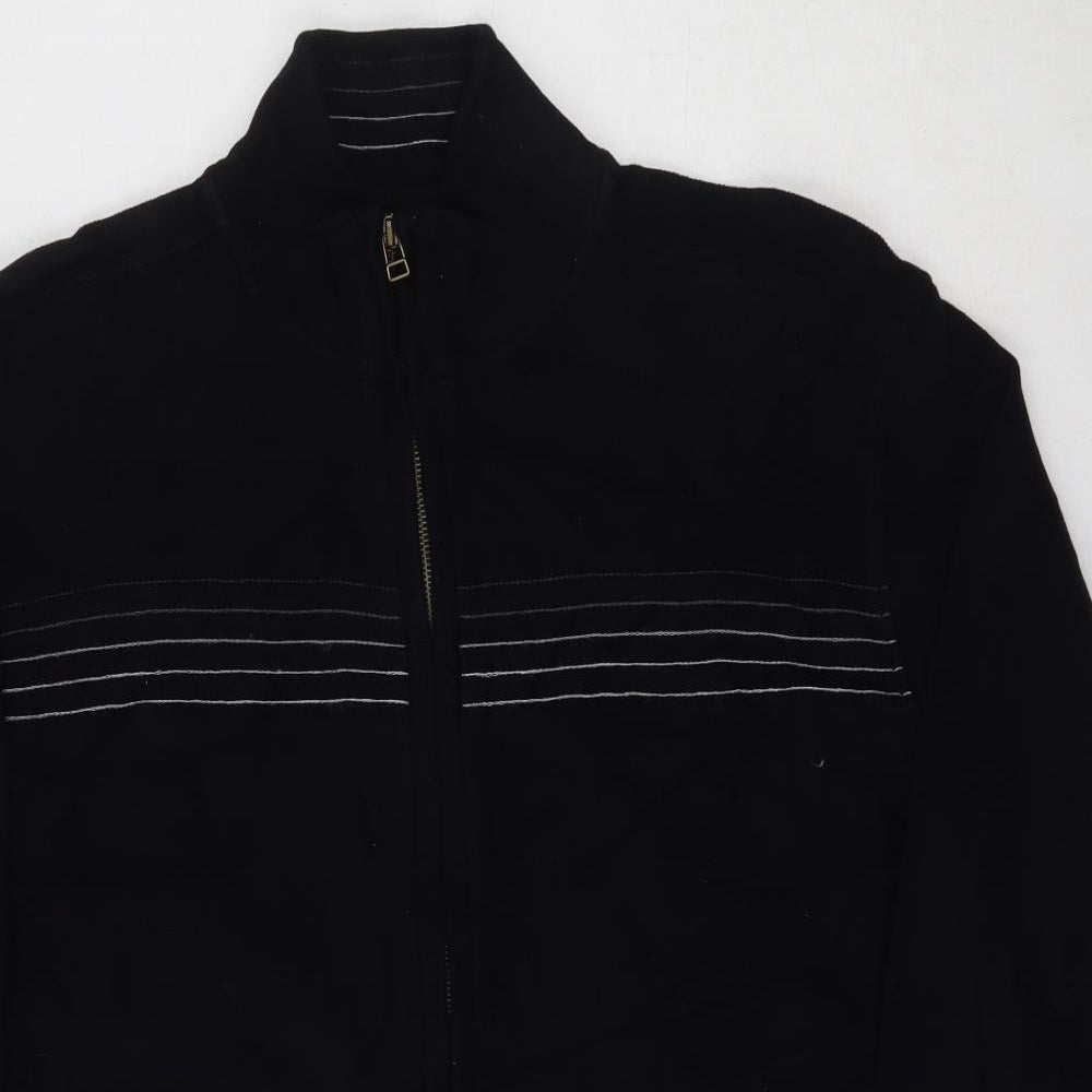 NEXT Mens Black Mock Neck  Cotton Full Zip Jumper Size L